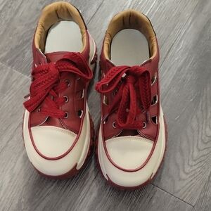 Stylish Kids Red and Cream Sneakers